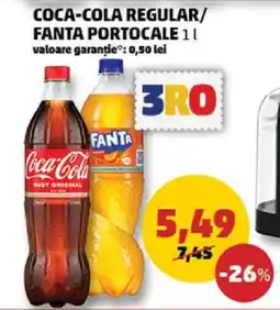 Penny COCA-COLA regular / FANTA portocale, 1L Ofertă