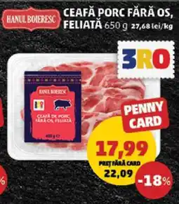 Penny Ceafă Porc Fără Os, Feliată Ofertă