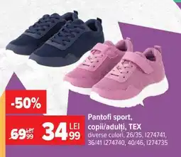 Carrefour Pantofi sport, copii/adulți, TEX Ofertă