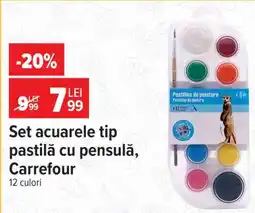 Carrefour Set acuarele tip pastilă cu pensulă, Carrefour Ofertă