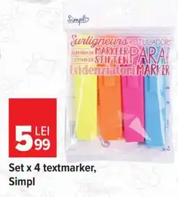 Carrefour Set x 4 textmarker, Simpl Ofertă
