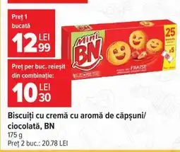 Carrefour Mini BN Biscuiți cu cremă cu aromă de căpșuni/ciocolată Ofertă
