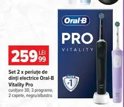 Carrefour Set 2 x periuțe de dinți electrice Oral-B Vitality Pro Ofertă