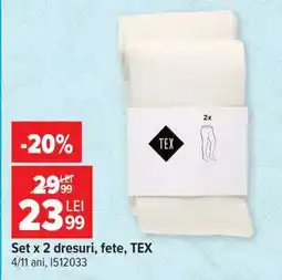 Carrefour Set x 2 dresuri, fete, TEX Ofertă