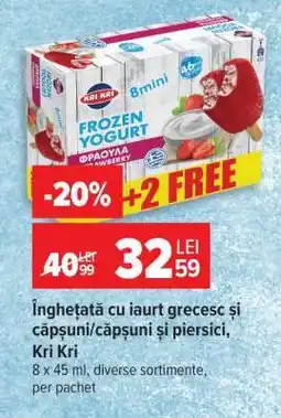 Carrefour Înghețată cu iaurt grecesc și căpșuni/căpșuni și piersici, Kri Kri Ofertă