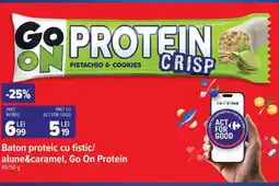 Carrefour Baton proteic cu fistic/alune&caramel, Go On Protein Ofertă