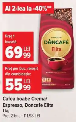 Carrefour Cafea boabe Crema/Espresso, Doncafe Elita Ofertă
