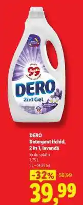Lidl DERO Detergent lichid, 2 in 1, lavandă Ofertă