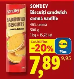 Lidl SONDEY Biscuiți sandwich cremă vanilie Ofertă