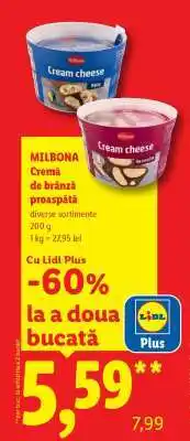 Lidl Milbona Cremă de brânză proaspătă Ofertă