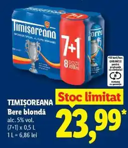 Lidl TIMIŞOREANA Bere blondă Ofertă