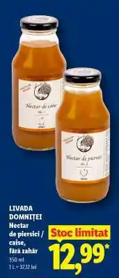 Lidl LIVADA DOMNIȚEI Nectar de piersici / caise, fără zahăr Ofertă