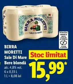 Lidl BIRRA MORETTI SALE DI MARE Bere blondă Ofertă