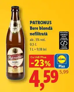 Lidl Patronus Bere blondă nefiltrată Ofertă