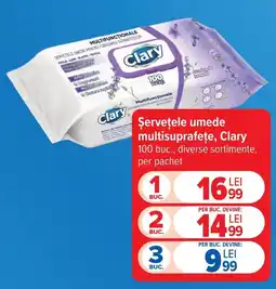 Carrefour Șervețele umede multisuprafețe, Clary Ofertă