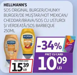 Auchan Hellmann's sos original burger/chunky burger/de muștar/hot mexican/cheddar/brava Ofertă