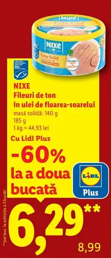 Lidl Nixe fileuri de ton în ulei de floarea-soarelui Ofertă