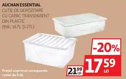 Auchan Auchan Essential cutie de depozitare cu capac transparent din plastic Ofertă