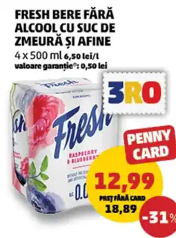 Penny Fresh bere fără alcool cu suc de zmeură și afine Ofertă
