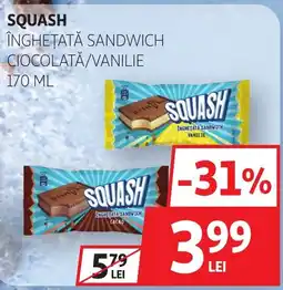 Auchan Squash înghețată sandwich ciocolată/vanilie Ofertă
