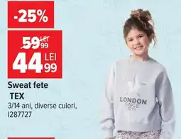 Carrefour Tex sweat fete Ofertă