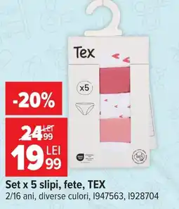 Carrefour Tex set x 5 slipi fete Ofertă