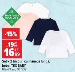 Carrefour Tex baby tricouri cu mânecă lungă Ofertă
