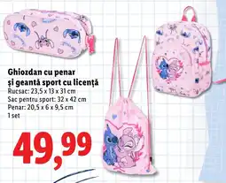 Lidl Stitch ghiozdan cu penar și geantă sport cu licență Ofertă