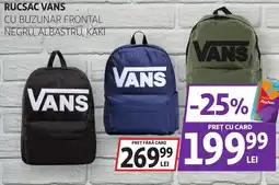 Auchan Vans rucsac cu buzunar frontal negru, albastru, kaki Ofertă