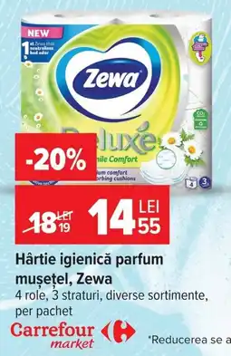 Carrefour Market Zewa hârtie igienică parfum mușetel Ofertă
