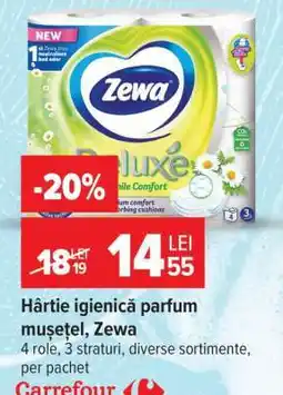 Carrefour Hârtie igienică parfum mușețel, Zewa Ofertă