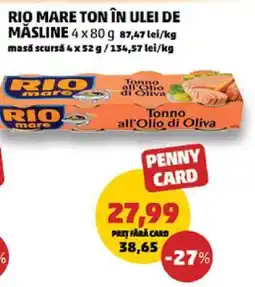 Penny RIO MARE TON ÎN ULEI DE MĂSLINE Ofertă