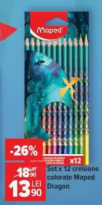Carrefour Set x 12 creioane colorate Maped Dragon Ofertă