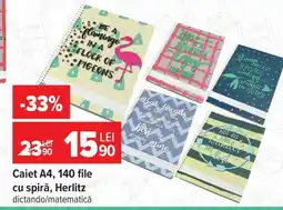 Carrefour Caiet A4, 140 file cu spiră, Herlitz Ofertă