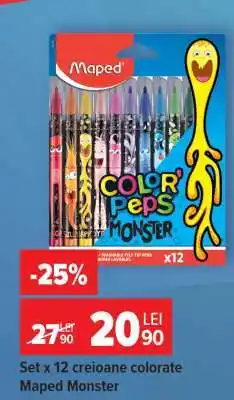 Carrefour Set x 12 creioane colorate Maped Monster Ofertă