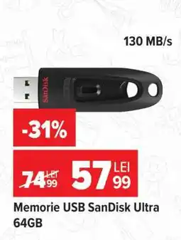 Carrefour Memorie USB SanDisk Ultra 64GB Ofertă