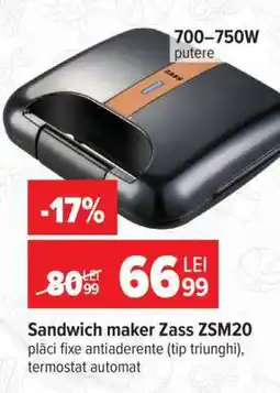 Carrefour Sandwich maker Zass ZSM20 Ofertă