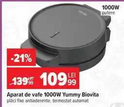 Carrefour Aparat de vafe 1000W Yummy Biovita Ofertă