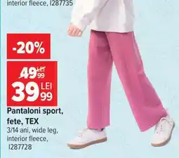 Carrefour Pantaloni sport, fete, TEX Ofertă
