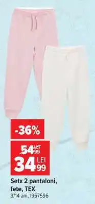 Carrefour Setx 2 pantaloni, fete, TEX Ofertă