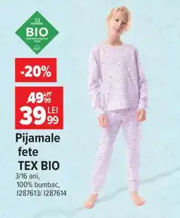 Carrefour Pijamale fete TEX BIO Ofertă
