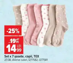 Carrefour Set x 7 șosete, copii, TEX Ofertă