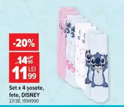 Carrefour Set x 4 șosete, fete, DISNEY Ofertă