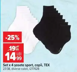 Carrefour Set x 4 șosete sport, copii, TEX Ofertă
