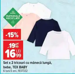 Carrefour Set x 2 tricouri cu mânecă lungă, bebe, TEX BABY Ofertă