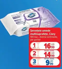 Carrefour Șervețele umede multisuprafețe, Clary Ofertă