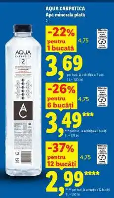 Lidl AQUA CARPATICA Apă minerală plată 2 L Ofertă