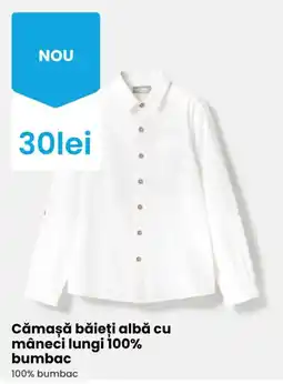 Pepco Cămașă băieți albă cu mâneci lungi Ofertă