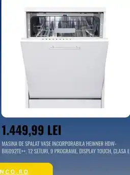 Flanco Heinner masina de spalat vase incorporabila Ofertă