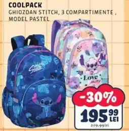 Noriel Coolpack ghiozdan stitch, 3 compartimente, model pastel Ofertă